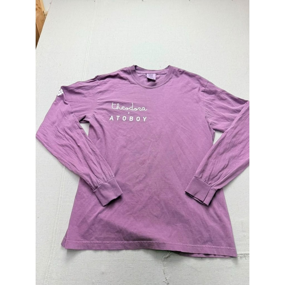 Theodora x Atoboy Long Sleeve Shirt NYC Friends Across River Purple L Excellent